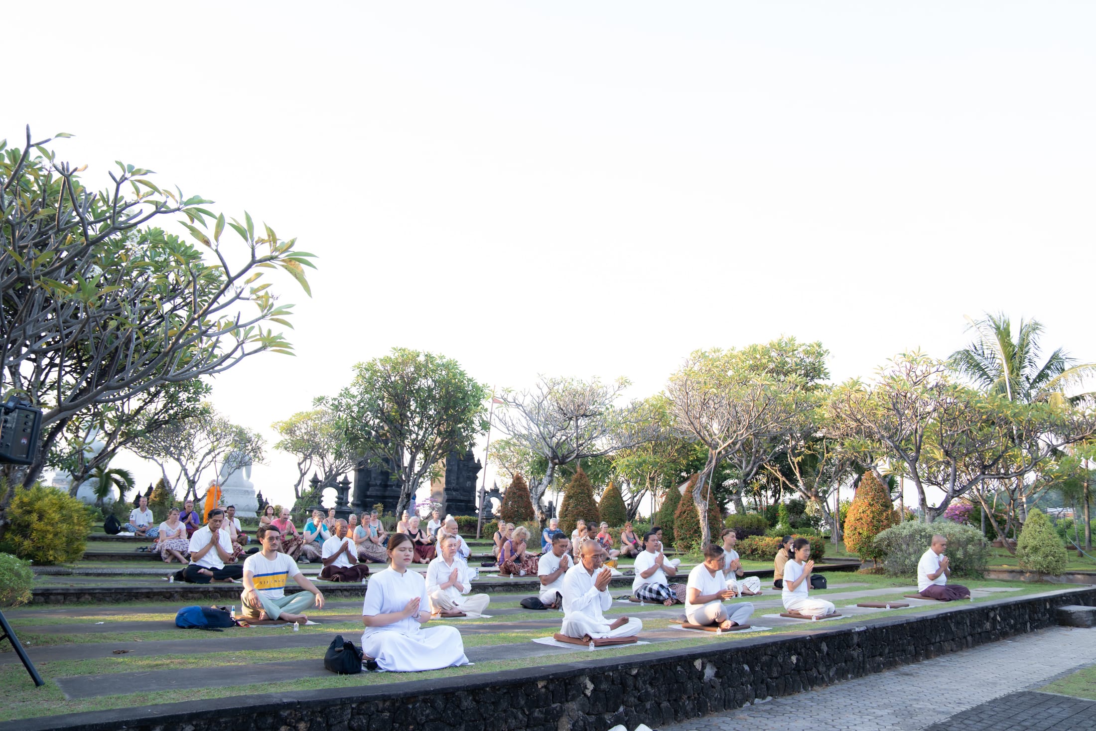 Morning meditation at Brahmavihara Arama, Bali